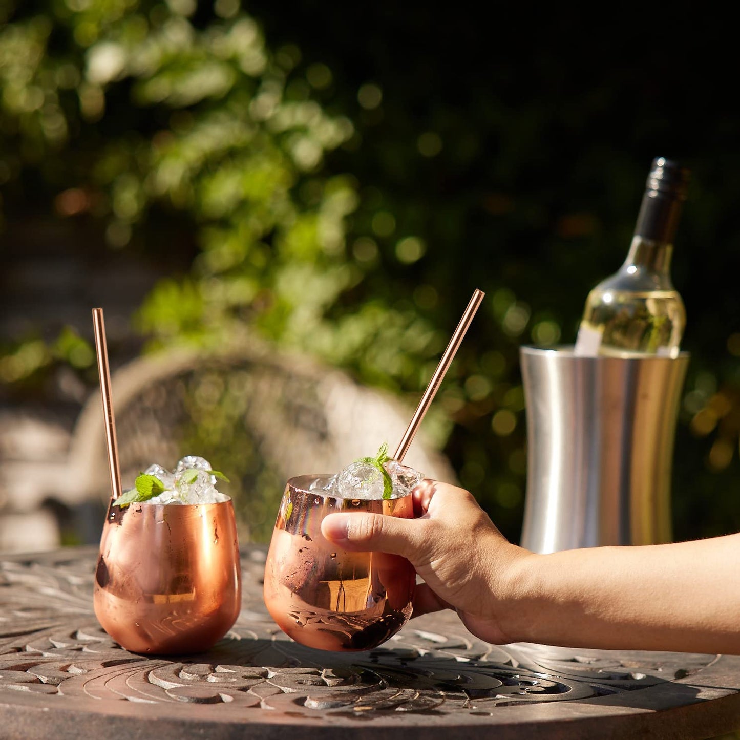 Ensemble de 4 Verres Moscow Mule avec Pailles en Métal