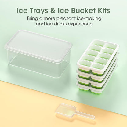 Silicone Ice Cube Tray with Bin and Lid