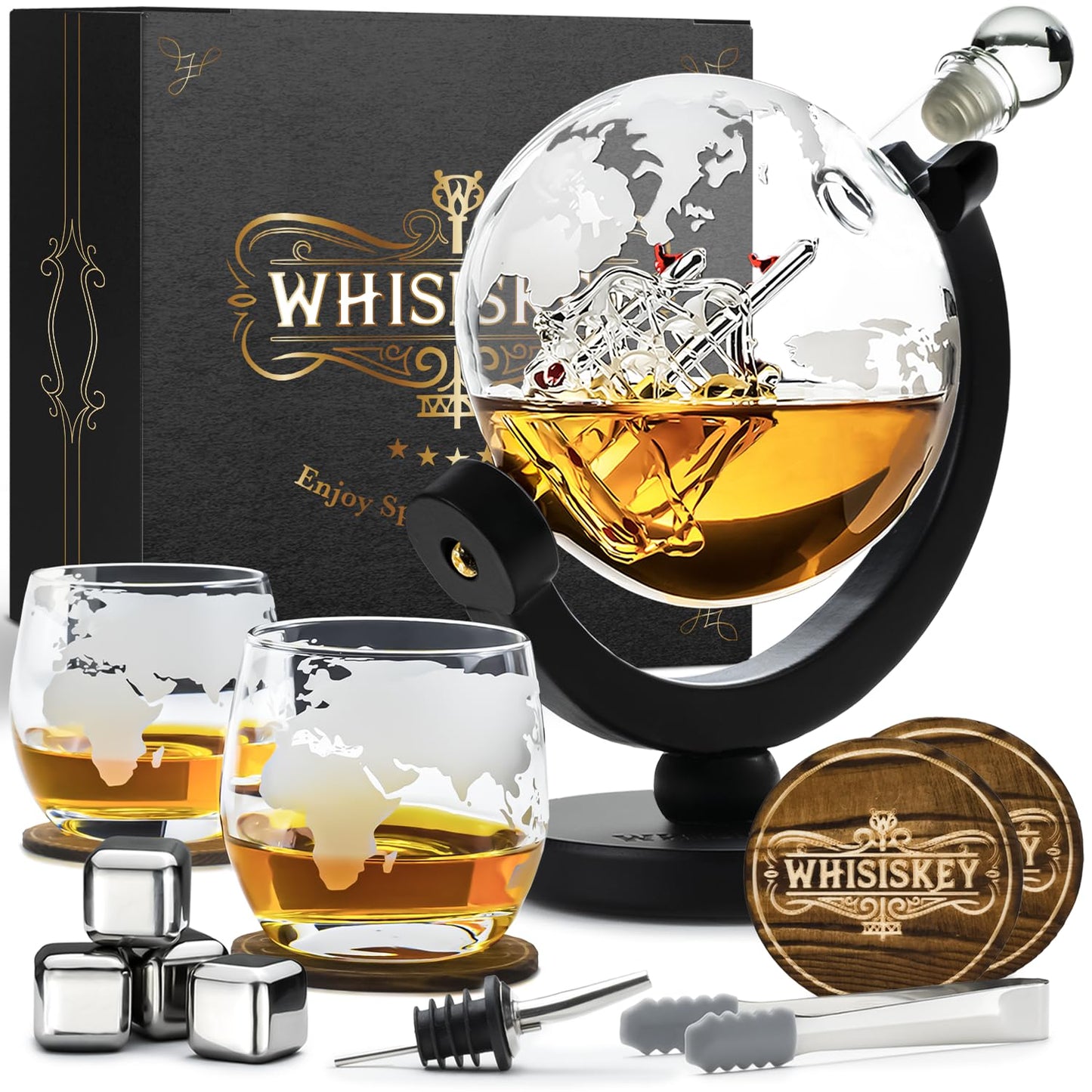 Carafe à Whisky Globe - Ensemble de Luxe pour Amateurs de Whisky