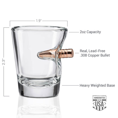Shot Glass with Real .308 Bullet - 2oz
