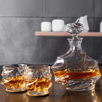 Carafe à Whisky en Cristal avec 4 Verres - Ensemble Élégant de 750 ml