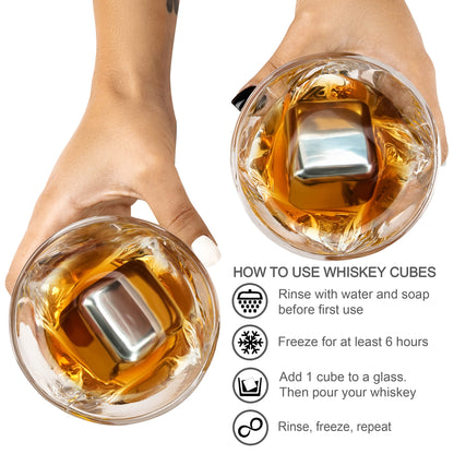 4 Stainless Steel Whisky Ice Cubes