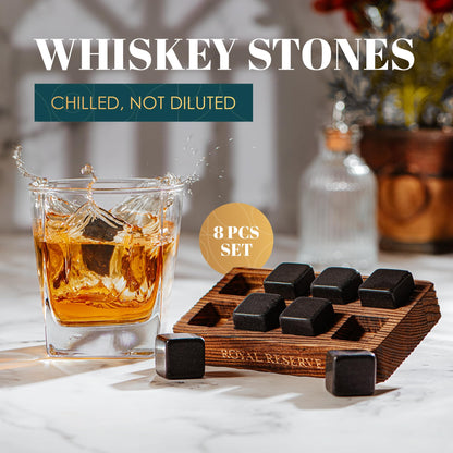 Black Granite Whiskey Stones - Set of 8