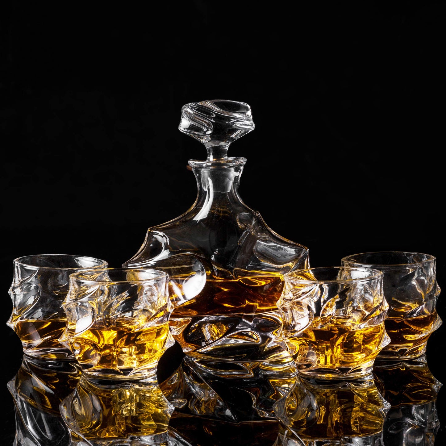 Carafe à Whisky en Cristal avec 4 Verres - Ensemble Élégant de 750 ml