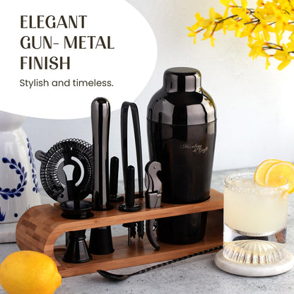 10-Piece Bartender Set with Bamboo Stand