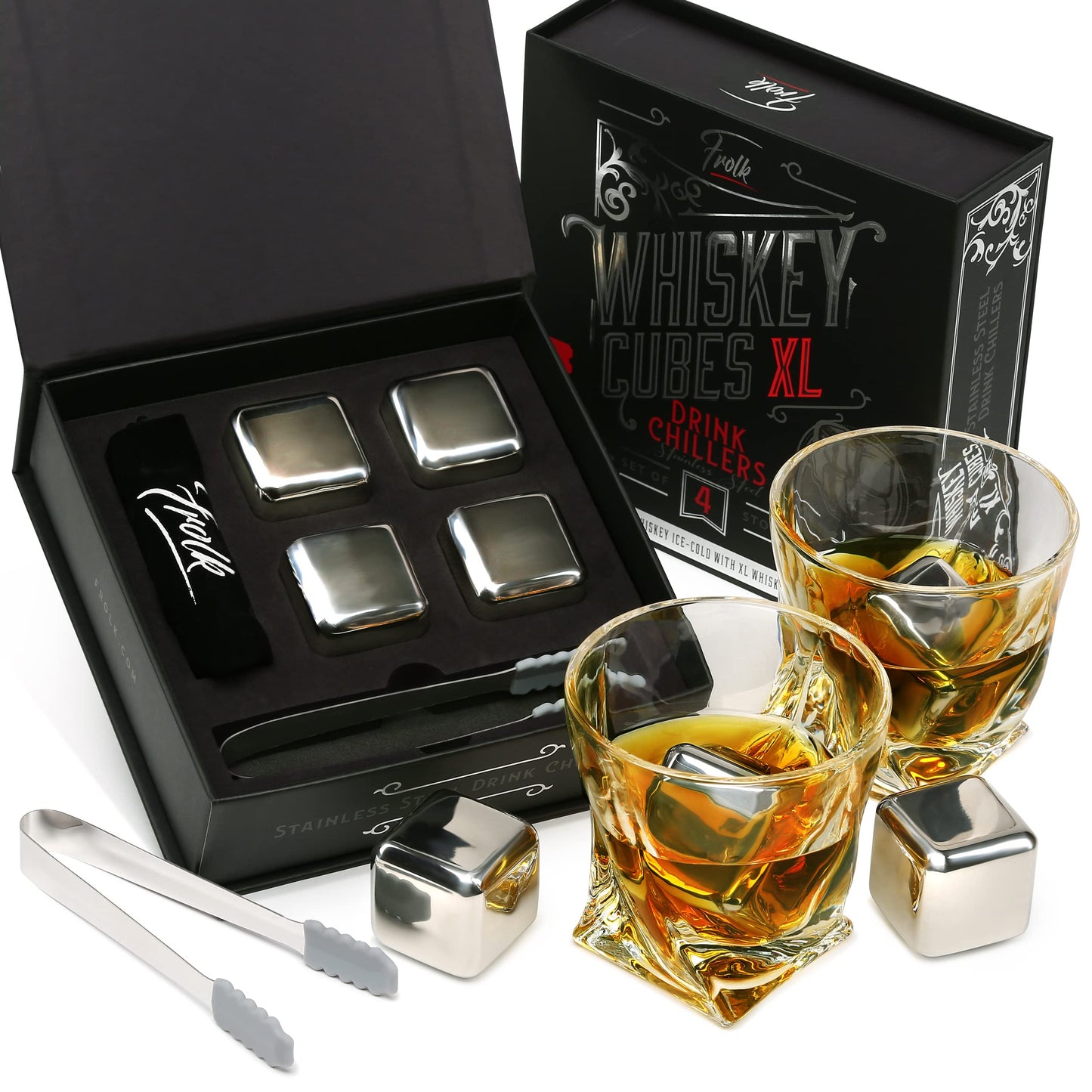 4 Stainless Steel Whisky Ice Cubes