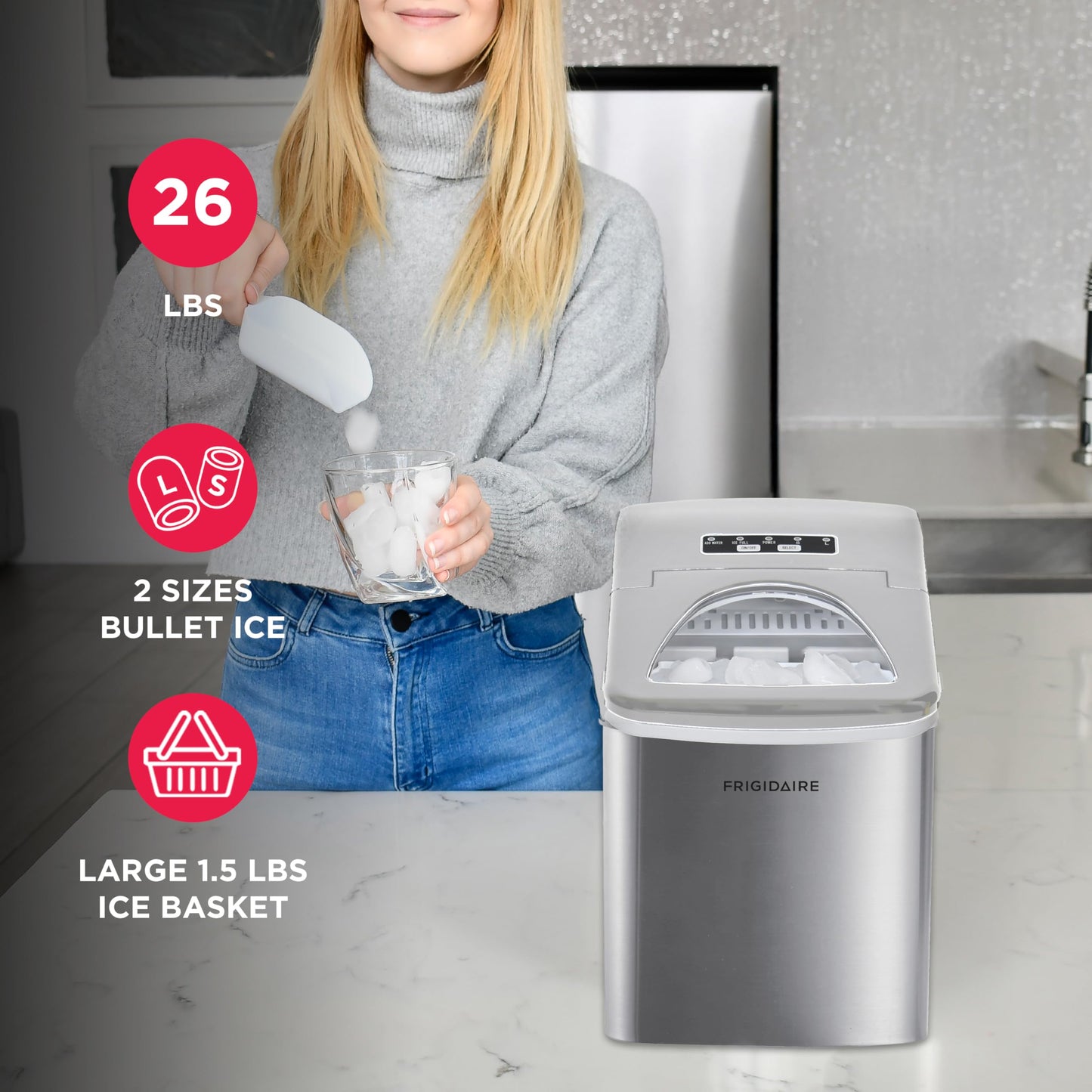 Stainless Steel Countertop Ice Maker