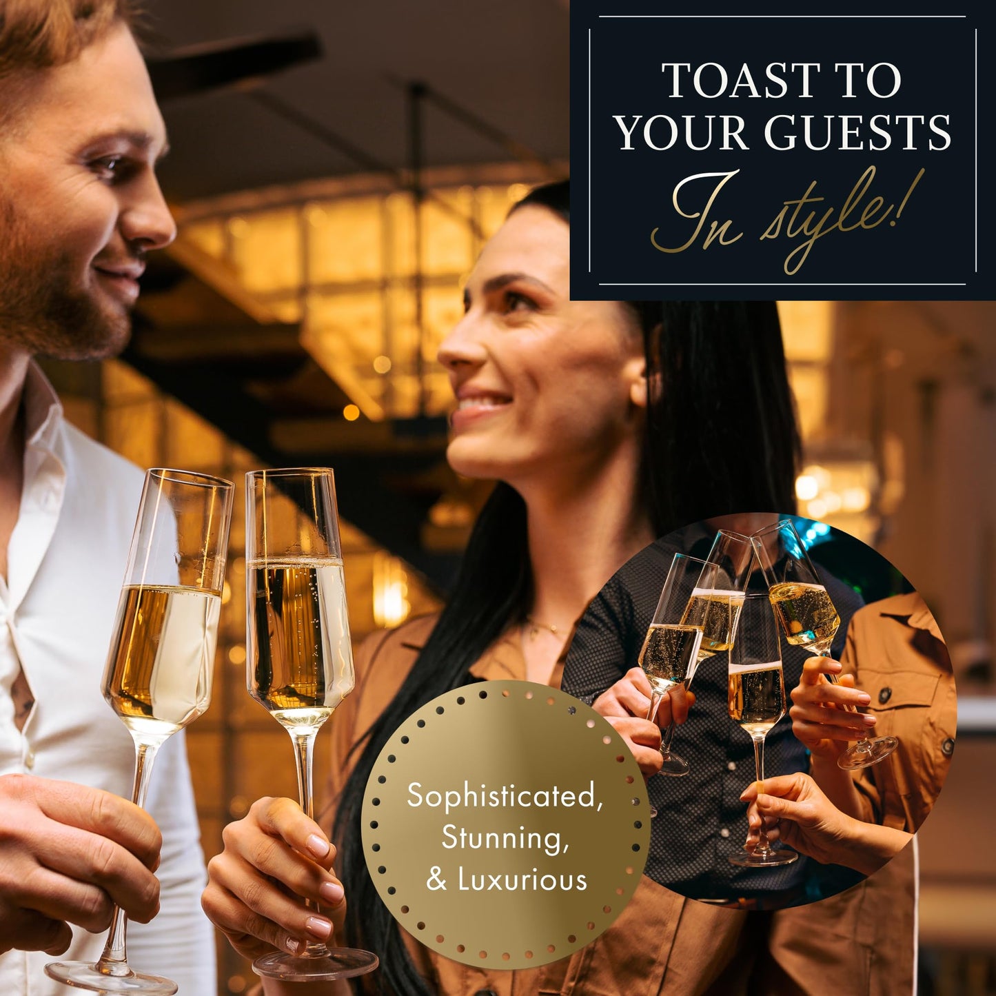 Classy Champagne Flutes - 8 oz - Set of 4