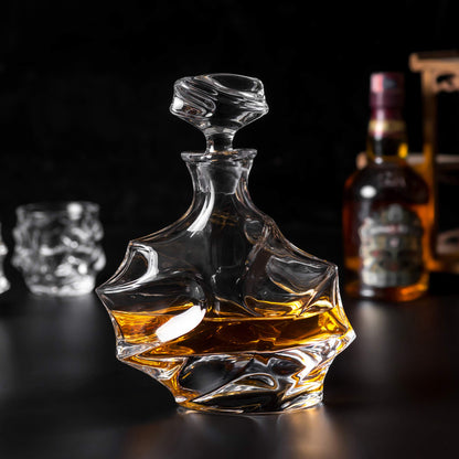 Carafe à Whisky en Cristal avec 4 Verres - Ensemble Élégant de 750 ml