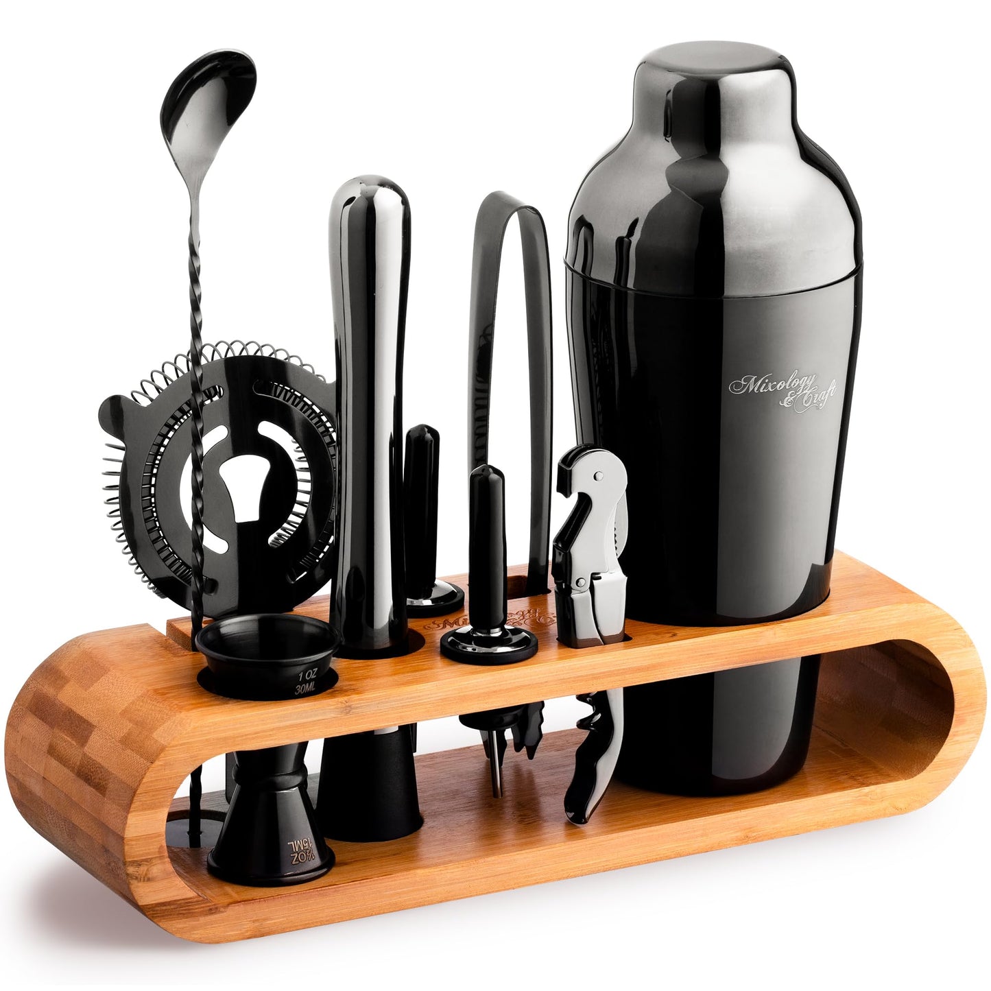 10-Piece Bartender Set with Bamboo Stand