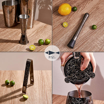 Baroque-Engraved Cocktail Shaker Set