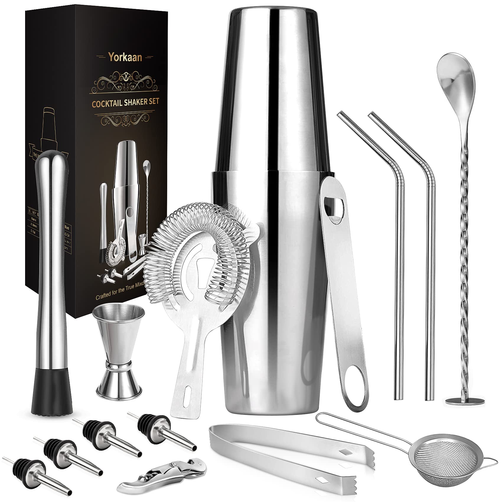 Kit Cocktail de 15 Pièces en Acier Inoxydable