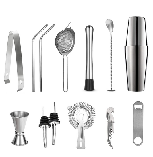Kit Cocktail de 15 Pièces en Acier Inoxydable