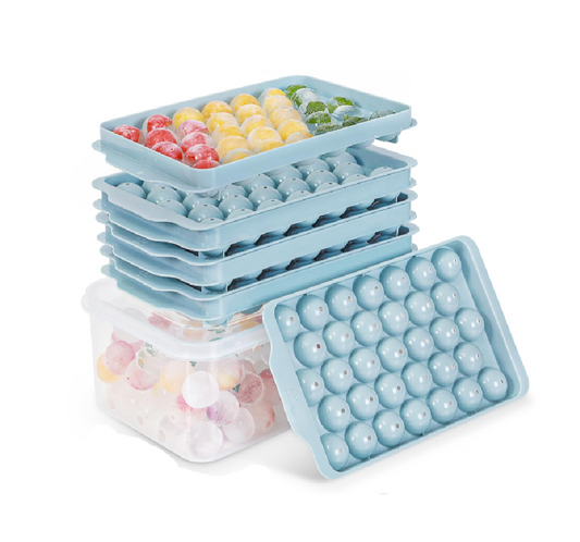 Stackable Ice Cube Tray Set – 99 Round Ice Balls with Lid