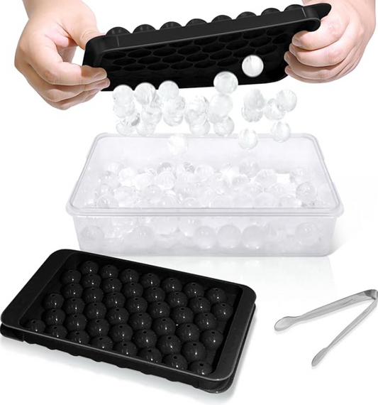 Round Ice Cube Tray with Lid and Bin