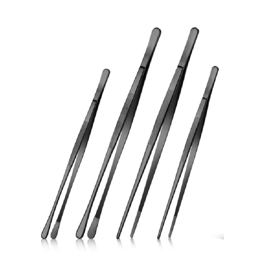 4 Piece Black Kitchen Tweezers Set