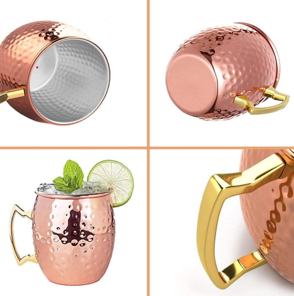 Lot de 4 Mugs en Cuivre pour Moscow Mules